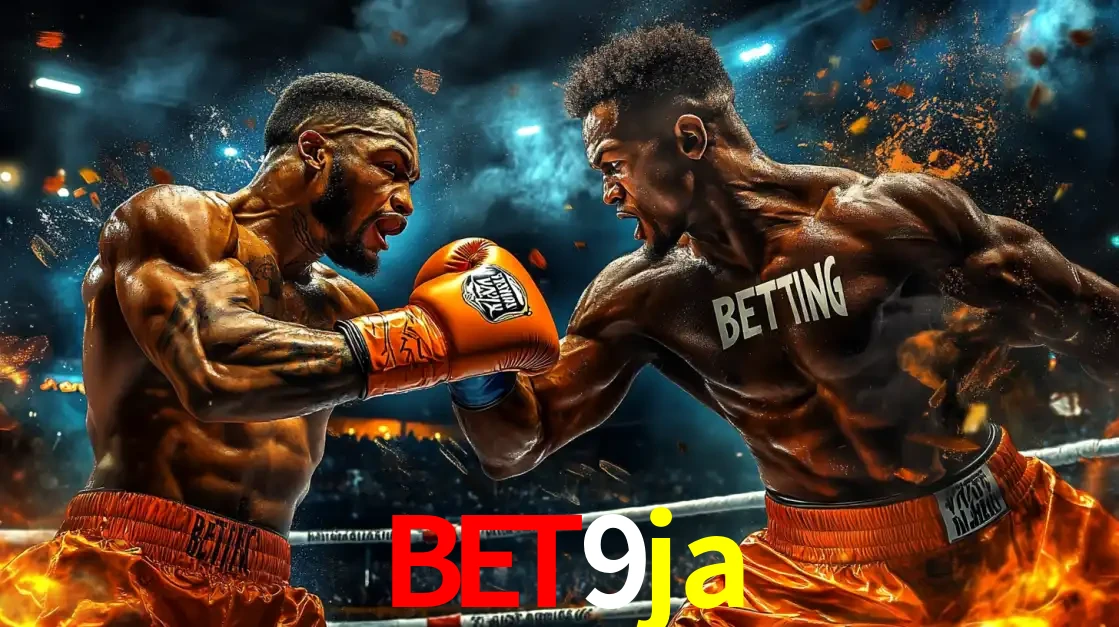 Dois boxeadores em uma luta intensa e explosiva, representando a adrenalina e as oportunidades de apostas em esportes de combate disponíveis na plataforma bet9ja.