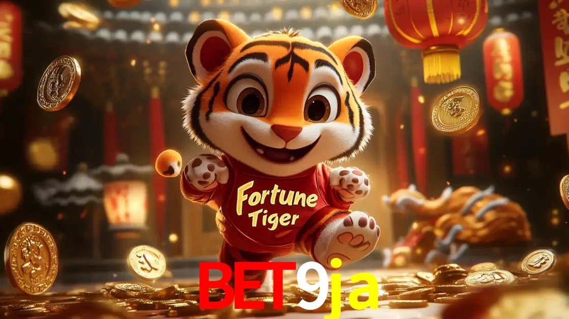O alegre personagem do Fortune Tiger correndo sobre um caminho de moedas de ouro, simbolizando os grandes prêmios e a diversão do popular jogo de slot do bet9ja.
