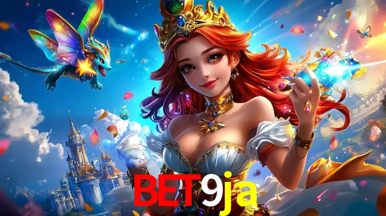 A princesa de um reino de fantasia mágico, com seu pequeno dragão, apresentando um mundo de prêmios encantados nos jogos de caça-níqueis do cassino bet9ja.